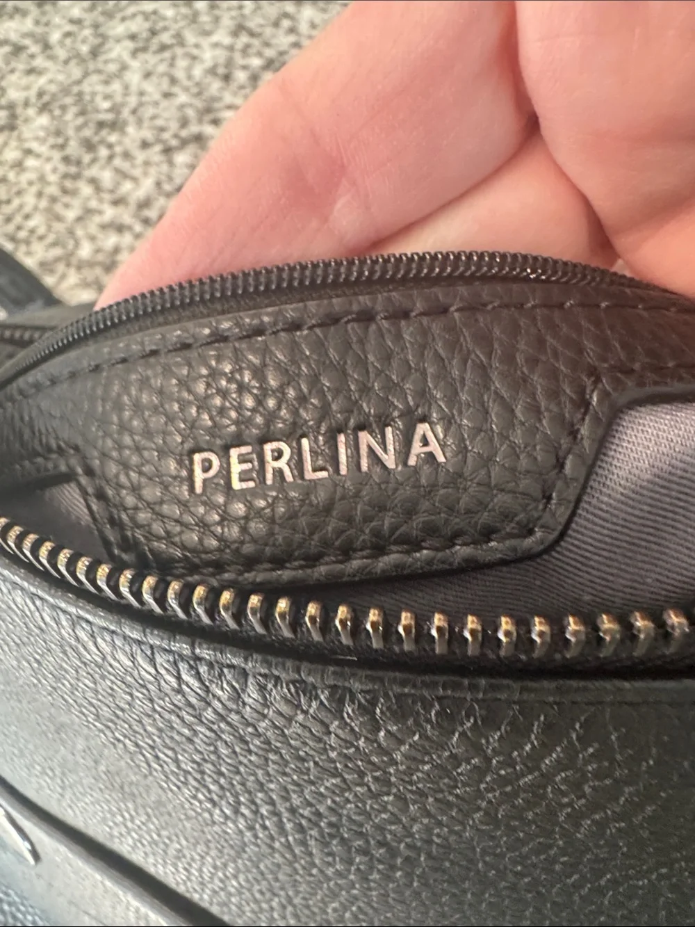 Perlina New York Black Genuine Leather Crossbody Shoulder Bag